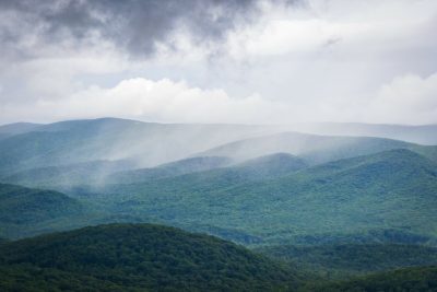Wind Rock overlook on the Appalachian Trail in the Mountain Lake wilderness. Photo by Luke Hayes for Virginia Tech.