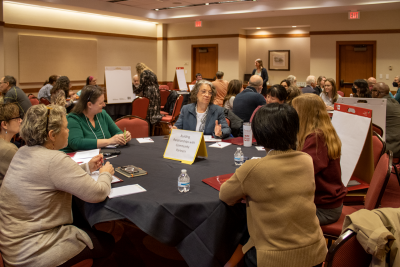 Virginia Tech faculty and community members discuss collaborations during Whole Health event in early 2023.